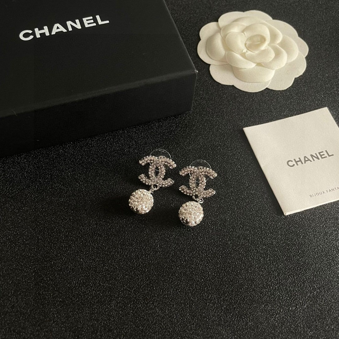 Double-C Emblem Crystal-Accent Statement Earrings – Design 016 styled product view