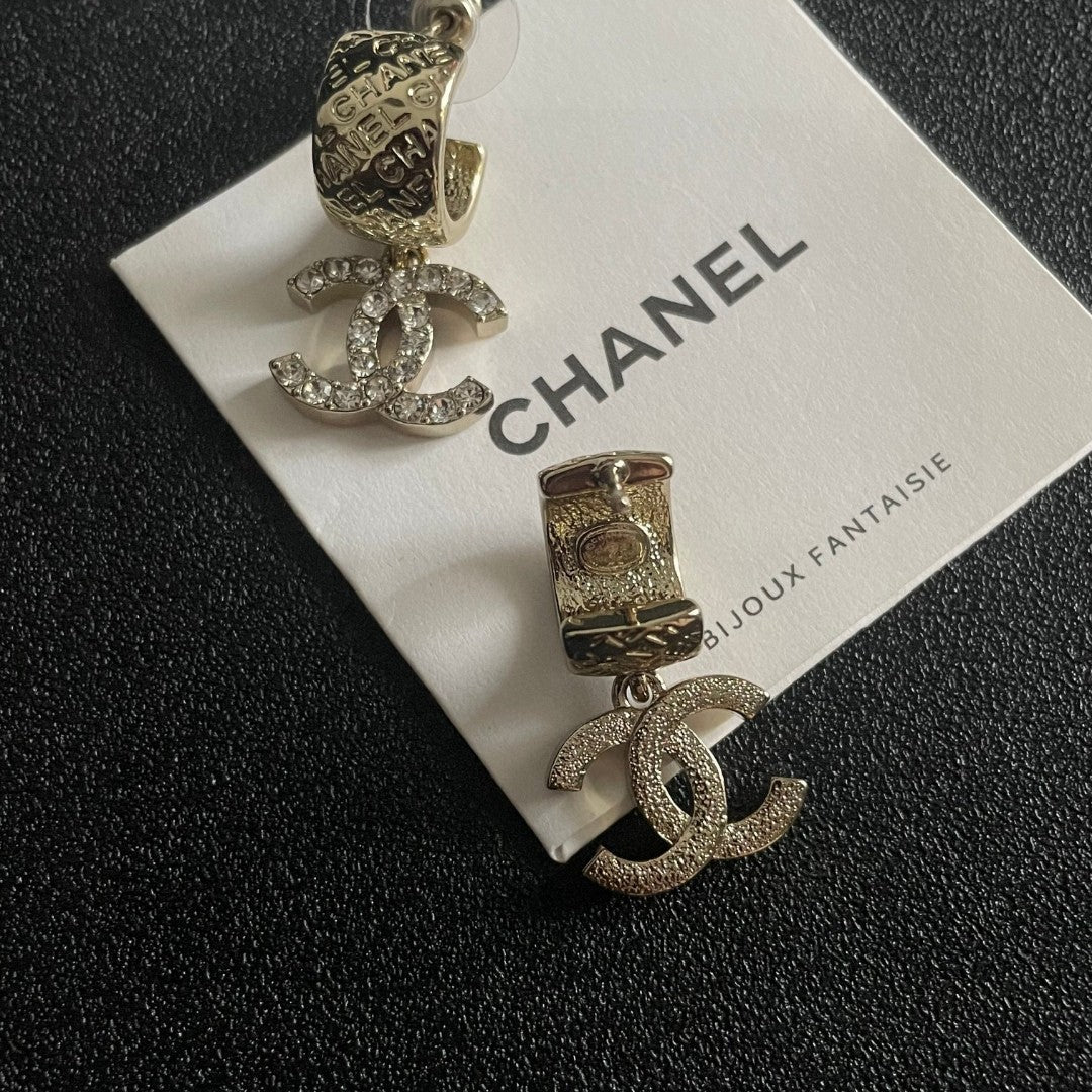 Double-C Emblem Crystal-Accent Statement Earrings – Design 011 main product view