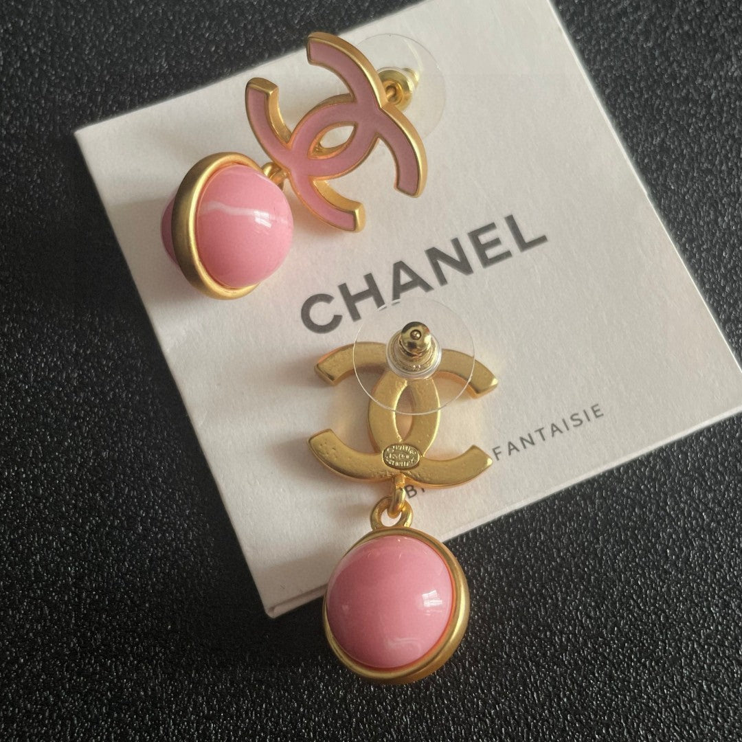 Double-C Emblem Statement Earrings in Polished Metal-Tone – Design 017 main product view
