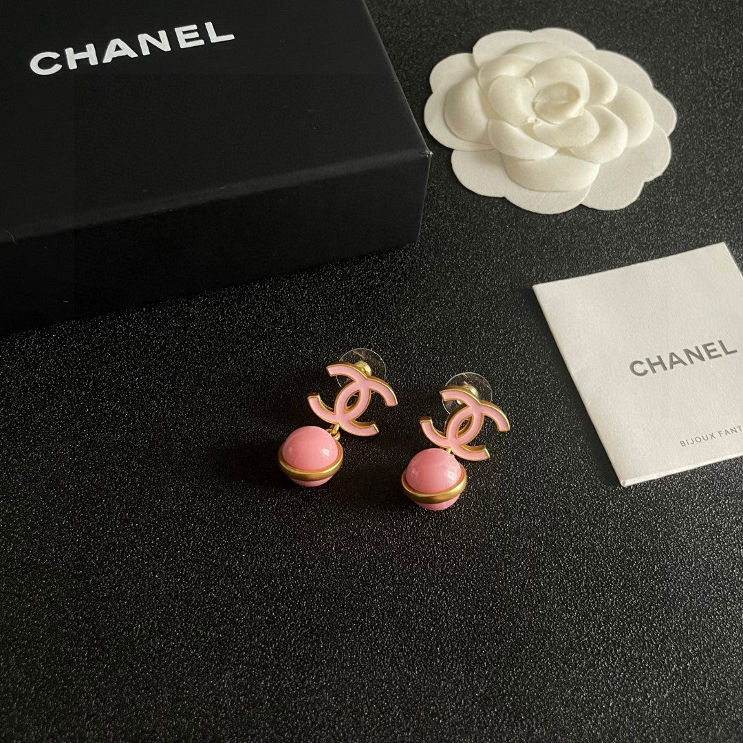 Double-C Emblem Statement Earrings in Polished Metal-Tone – Design 017 styled product view