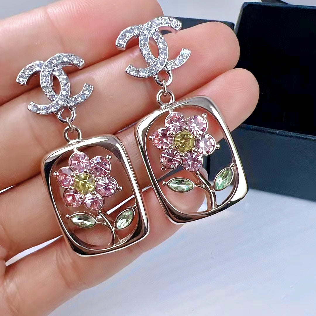 Letter Crystal-Accent Stud Earrings – Design 003 side detail