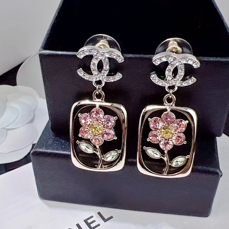 Letter Crystal-Accent Stud Earrings – Design 003 detail view