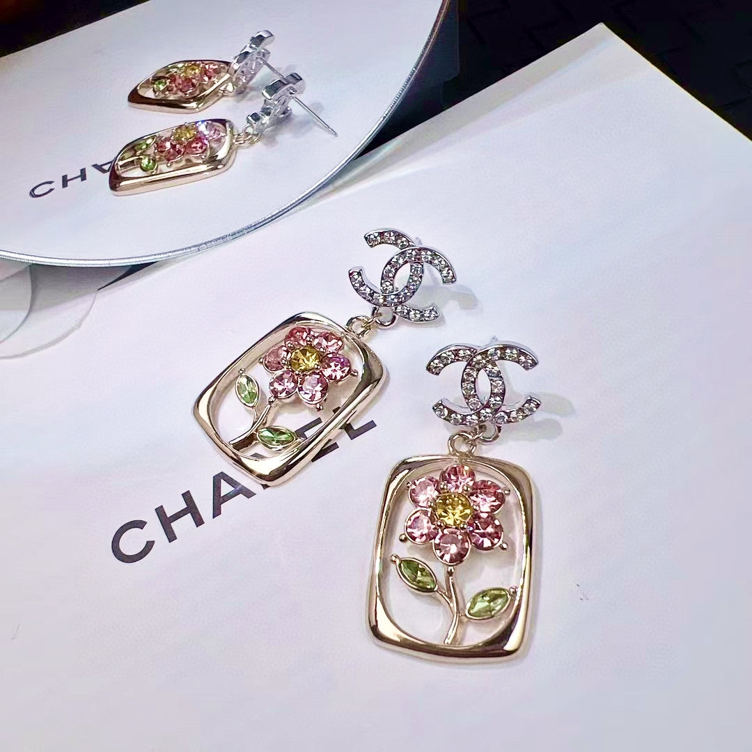 Letter Crystal-Accent Stud Earrings – Design 003 styled product view