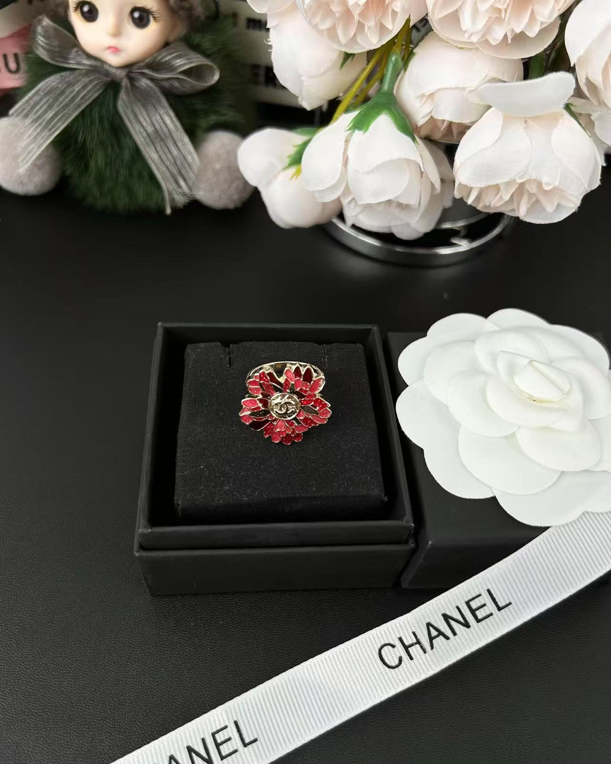 Floral Statement Ring in Polished Metal-Tone main product view