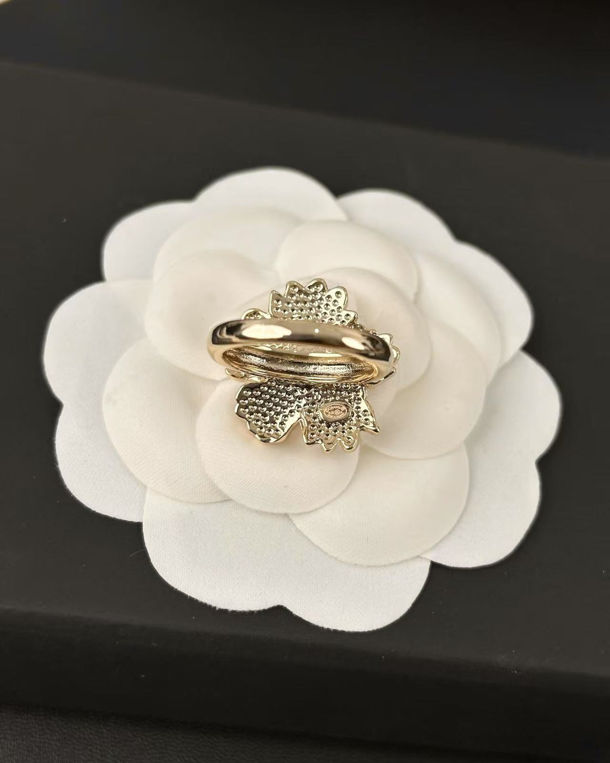 Floral Statement Ring in Polished Metal-Tone styled product view