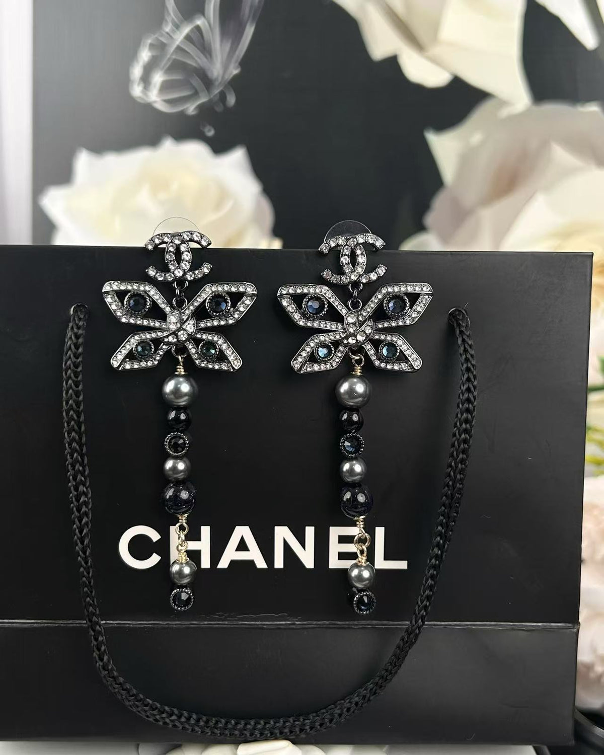 Butterfly Statement Earrings in Polished Metal-Tone close-up detail