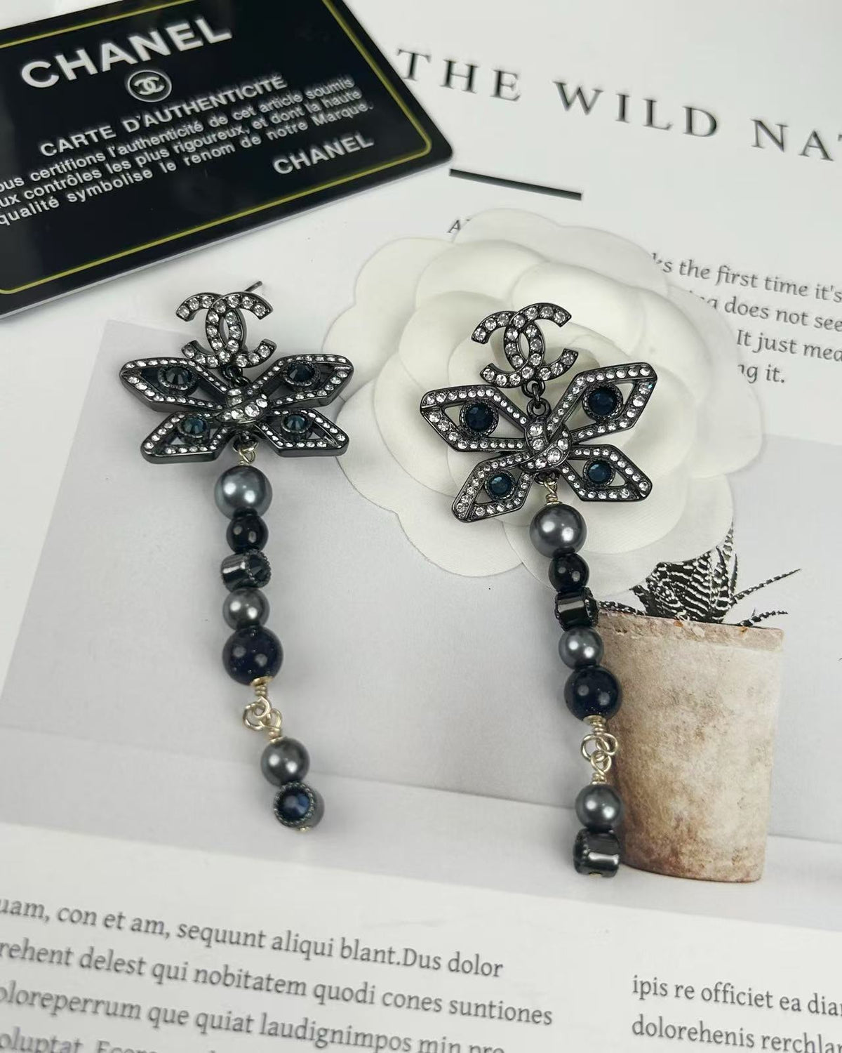 Butterfly Statement Earrings in Polished Metal-Tone side detail
