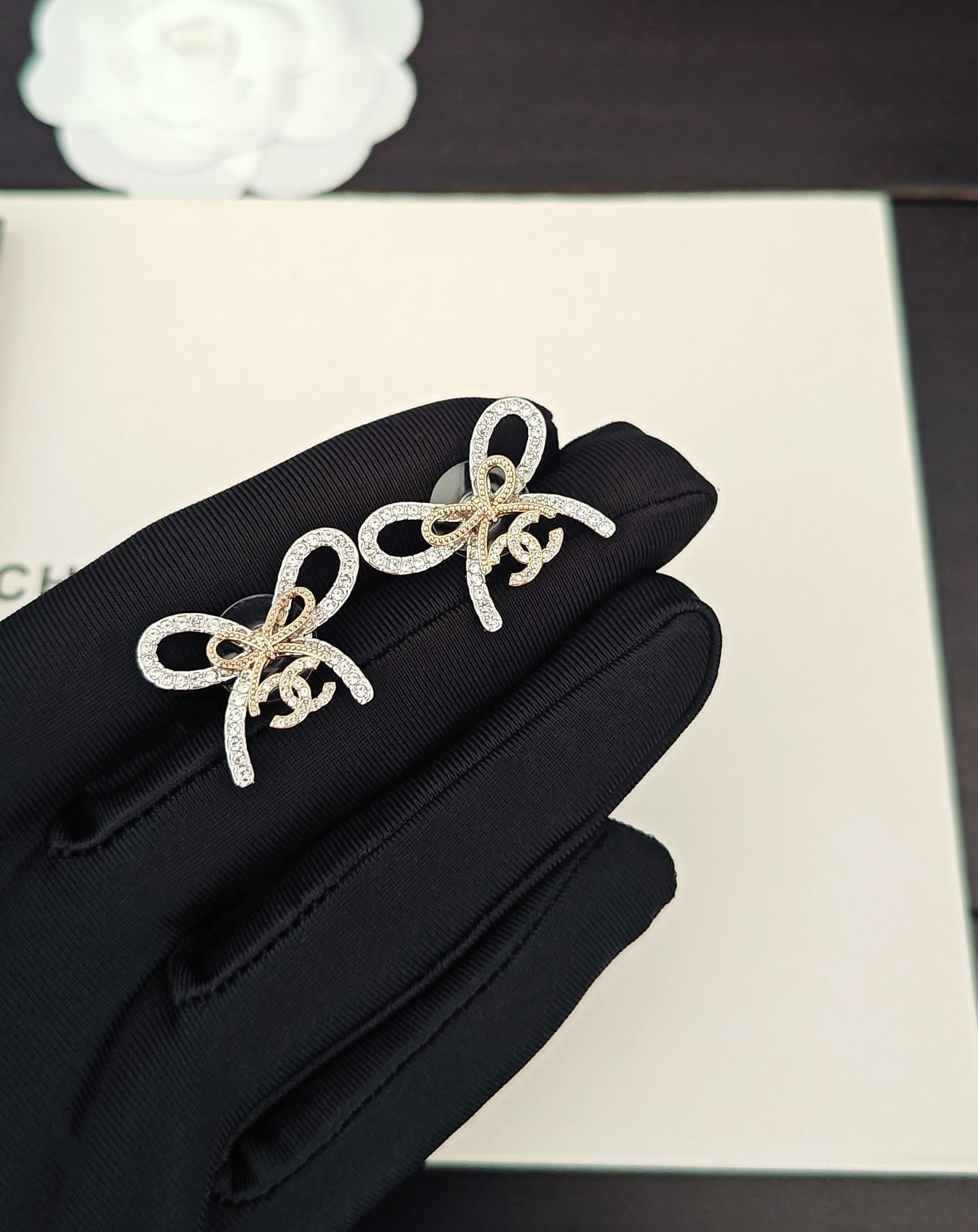 Bow Statement Earrings in Gold-Tone detail view