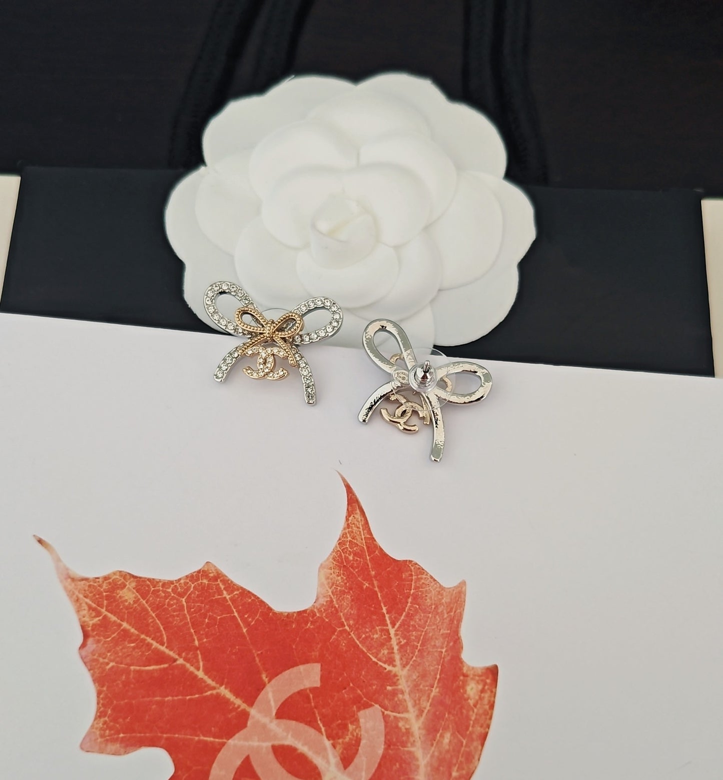 Bow Statement Earrings in Gold-Tone side detail