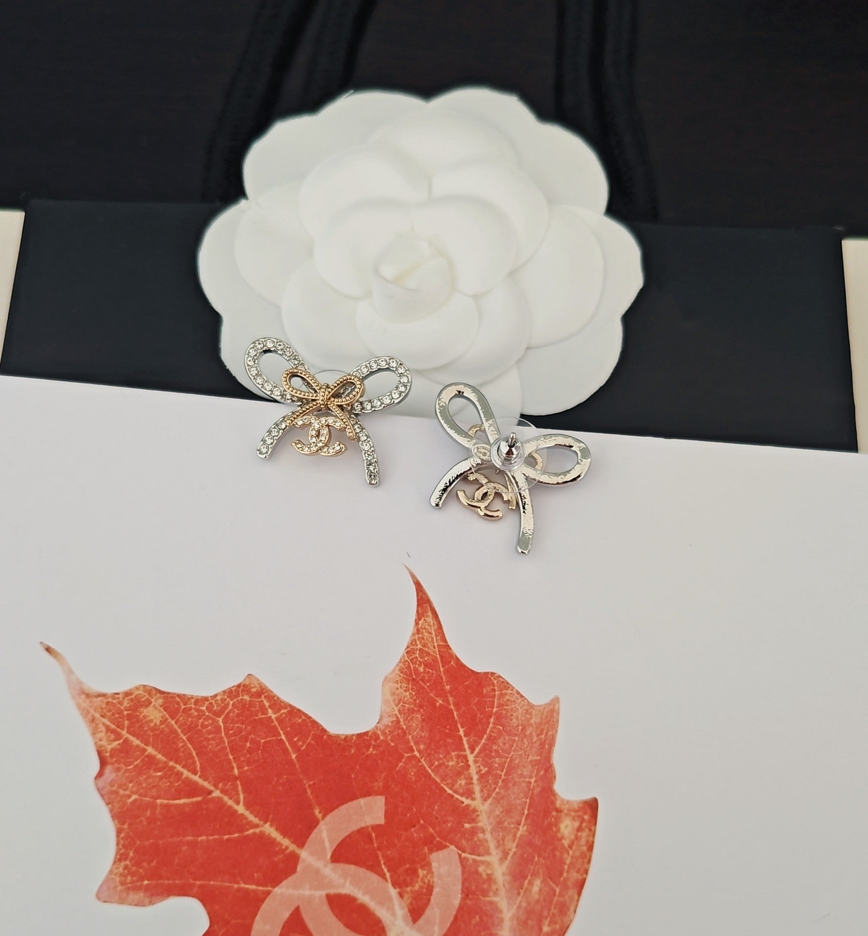Bow Statement Earrings in Gold-Tone side detail
