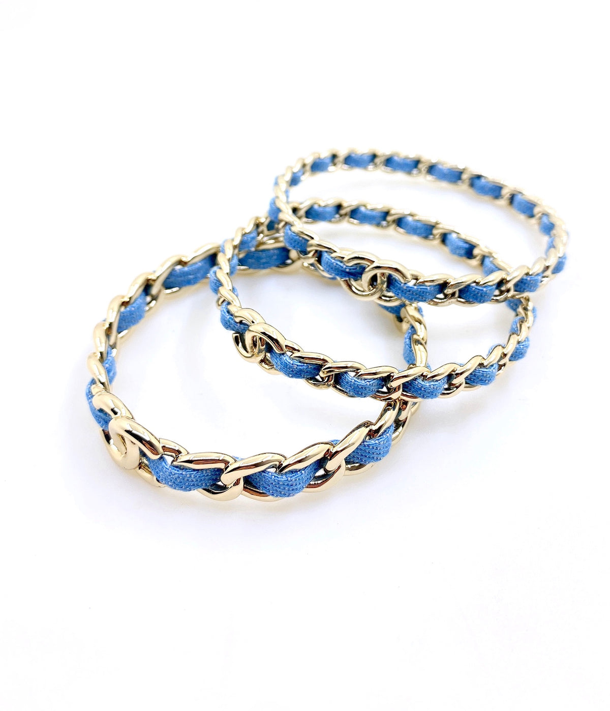 Signature Emblem Bangle in Gold-Tone – Blue Detail front product view