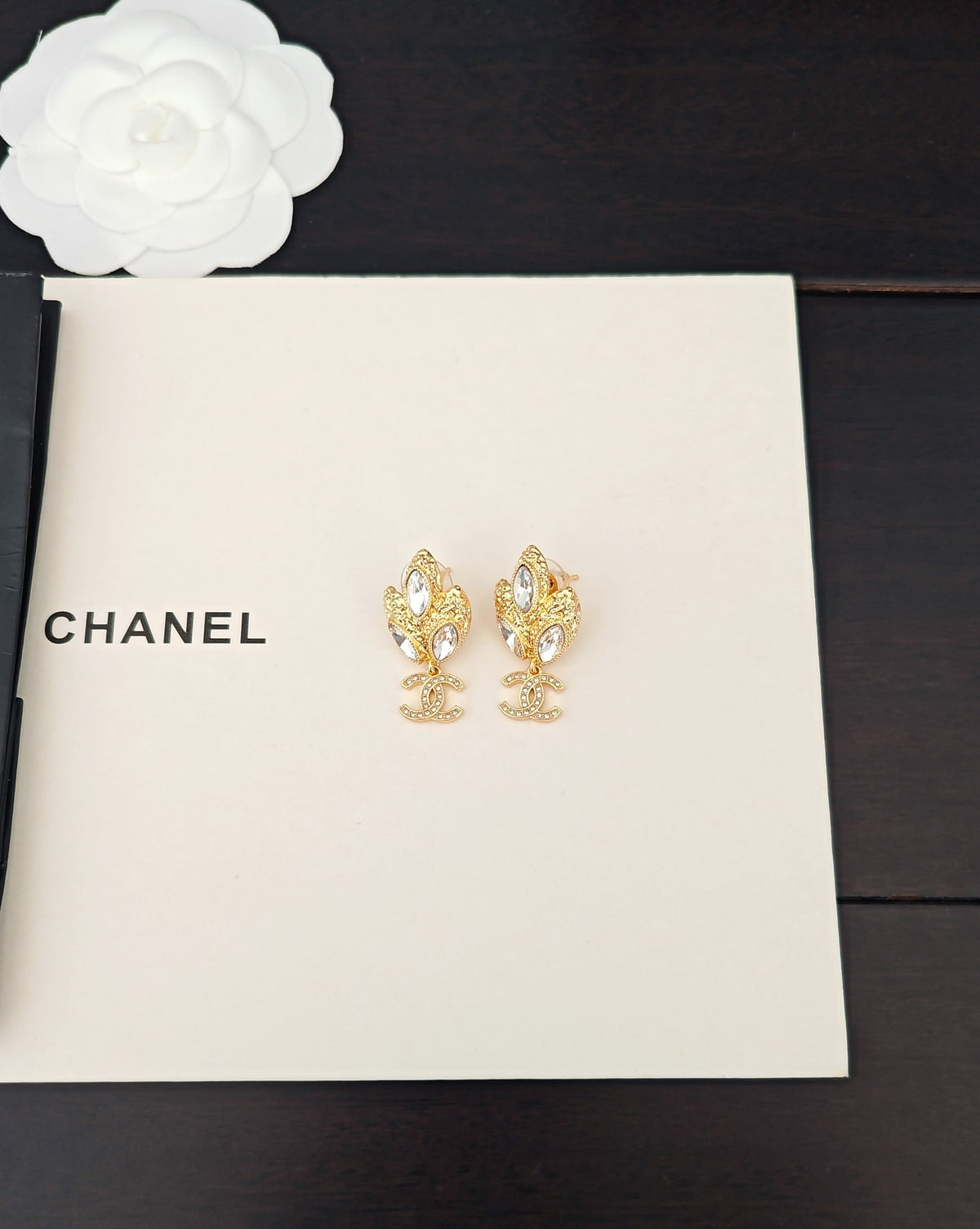 Signature Emblem Crystal-Accent Statement Earrings – Design 008 side detail