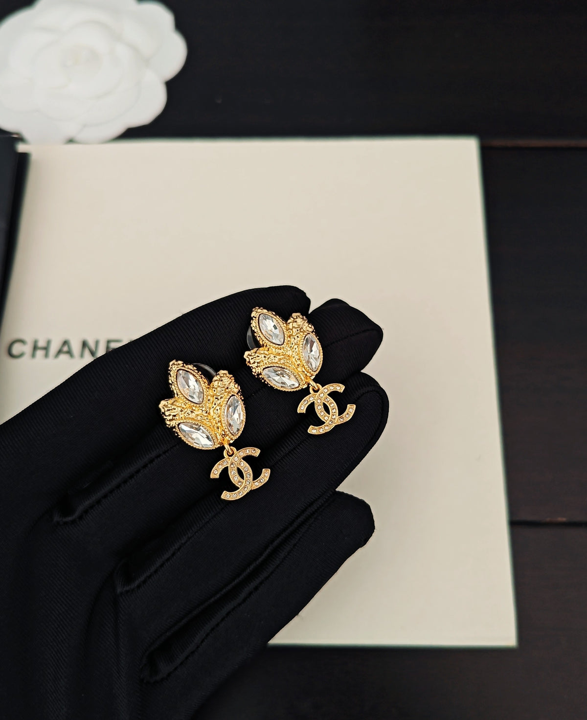 Signature Emblem Crystal-Accent Statement Earrings – Design 008 main product view