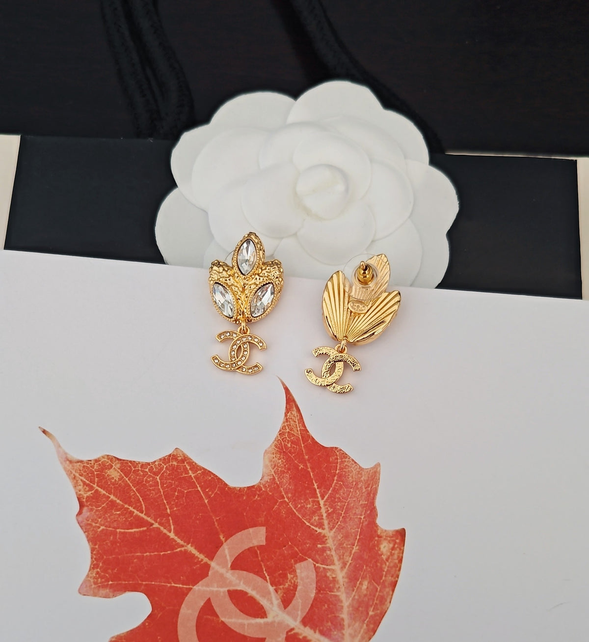 Signature Emblem Crystal-Accent Statement Earrings – Design 008 detail view