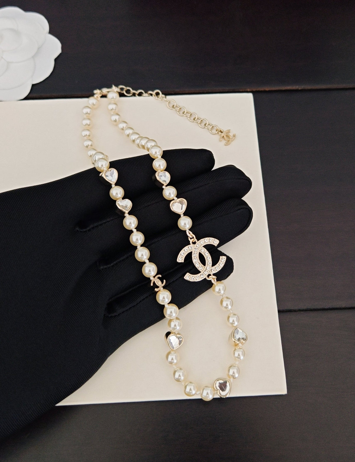 Heart Pearl-Detail Pendant Necklace – Pearl Detail – Design 005 main product view