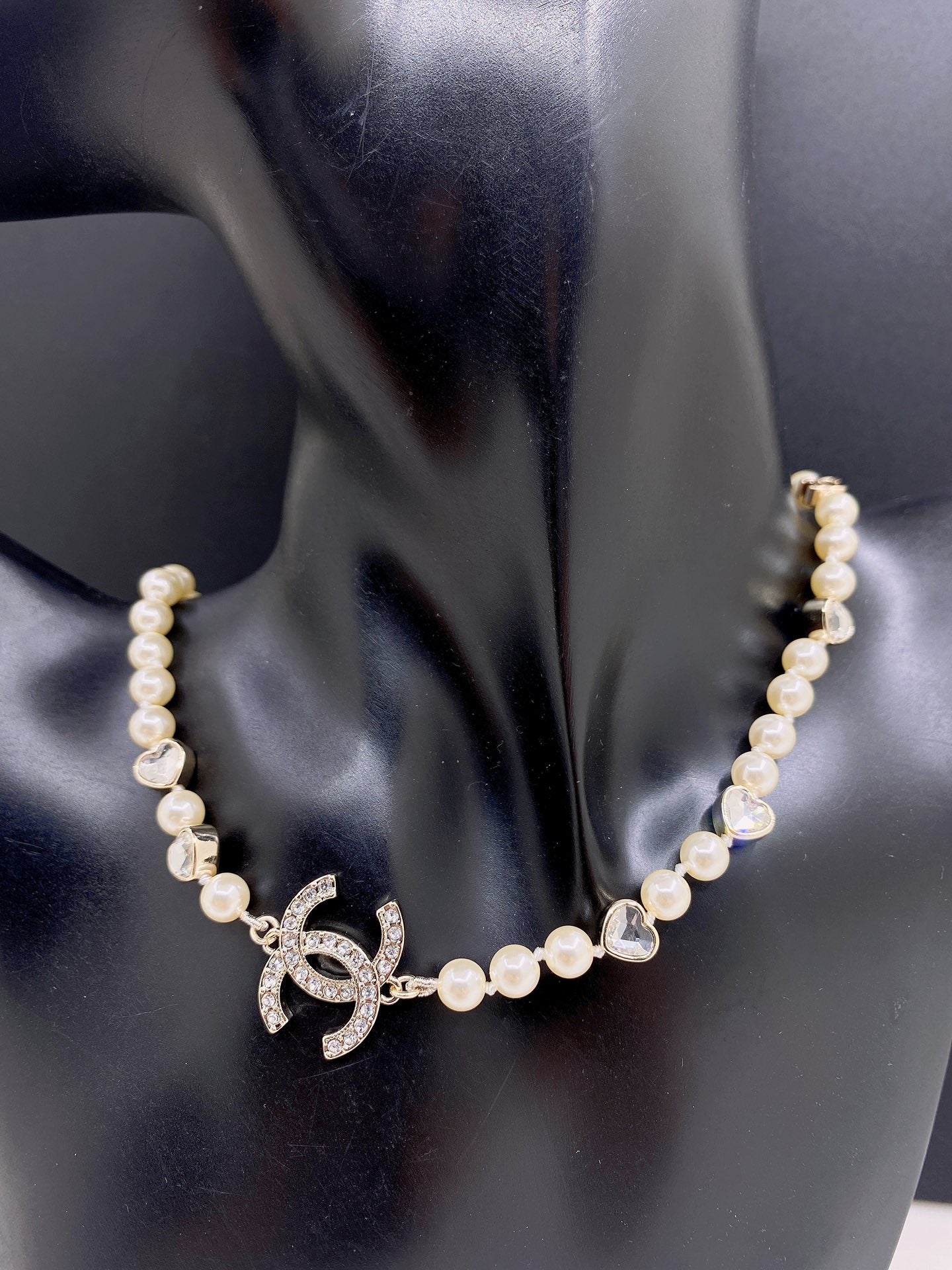 Heart Pearl-Detail Pendant Necklace – Pearl Detail – Design 005 front product view