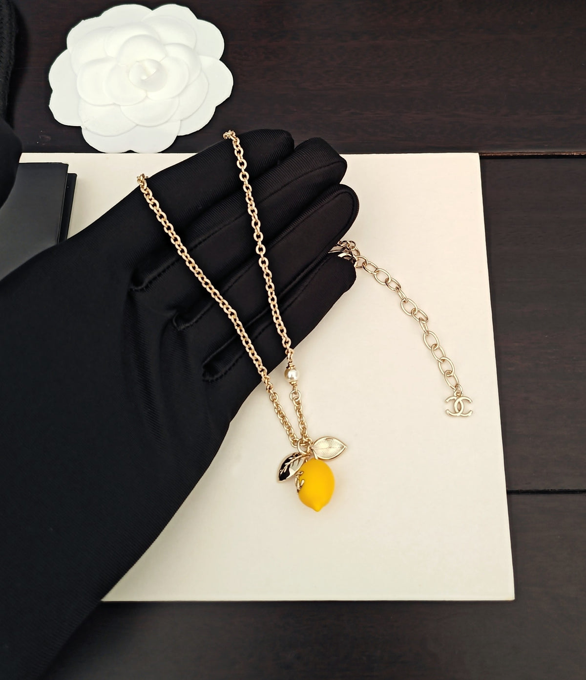 Signature Emblem Pendant Necklace in Gold-Tone – Design 031 detail view