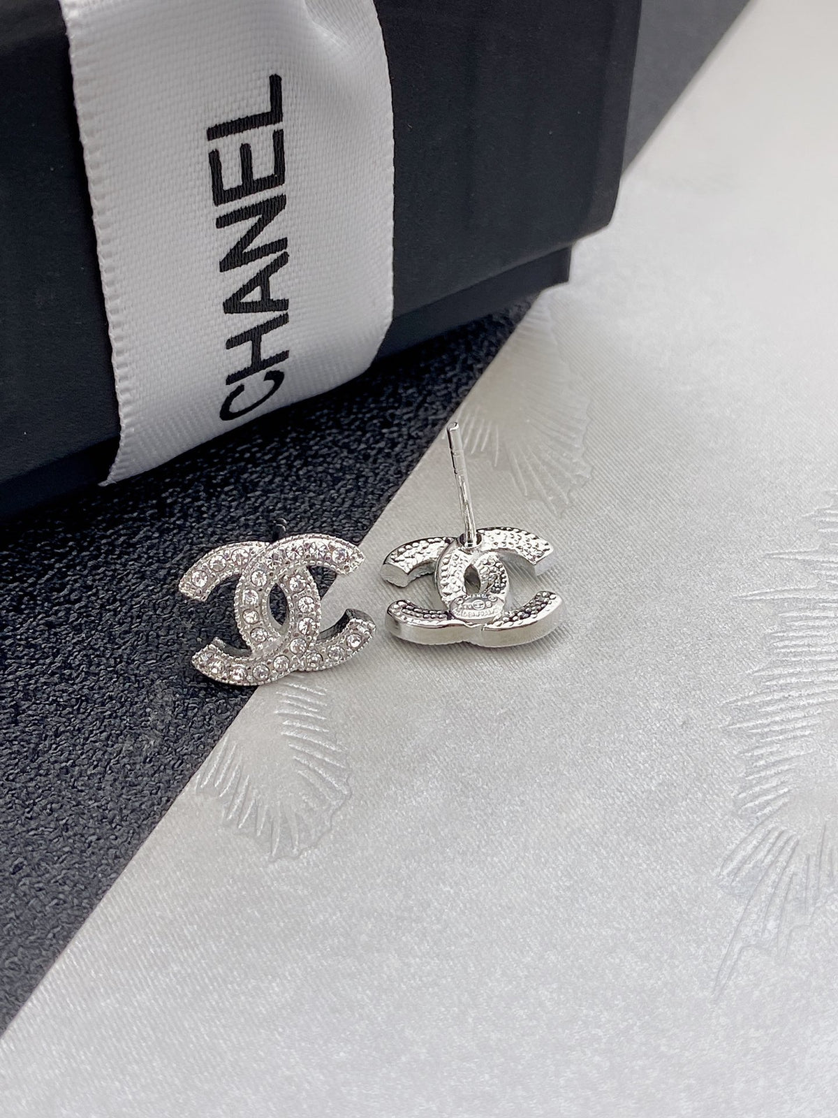 Signature Emblem Stud Earrings in Gold-Tone – Design 021 detail view
