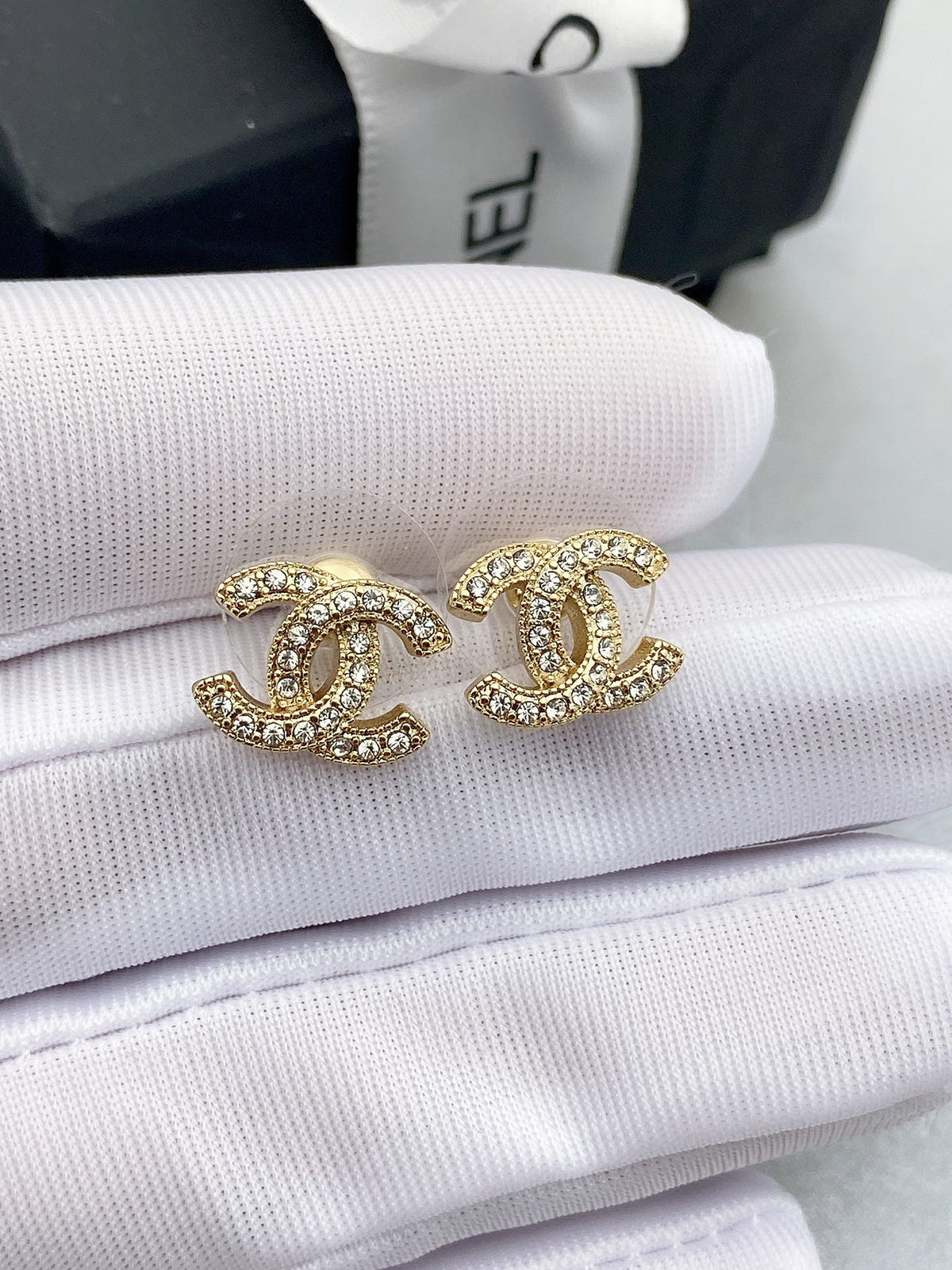 Signature Emblem Stud Earrings in Gold-Tone – Design 021 side detail