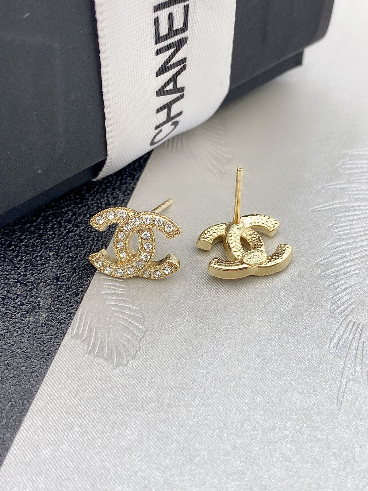 Signature Emblem Stud Earrings in Gold-Tone – Design 057 styled product view