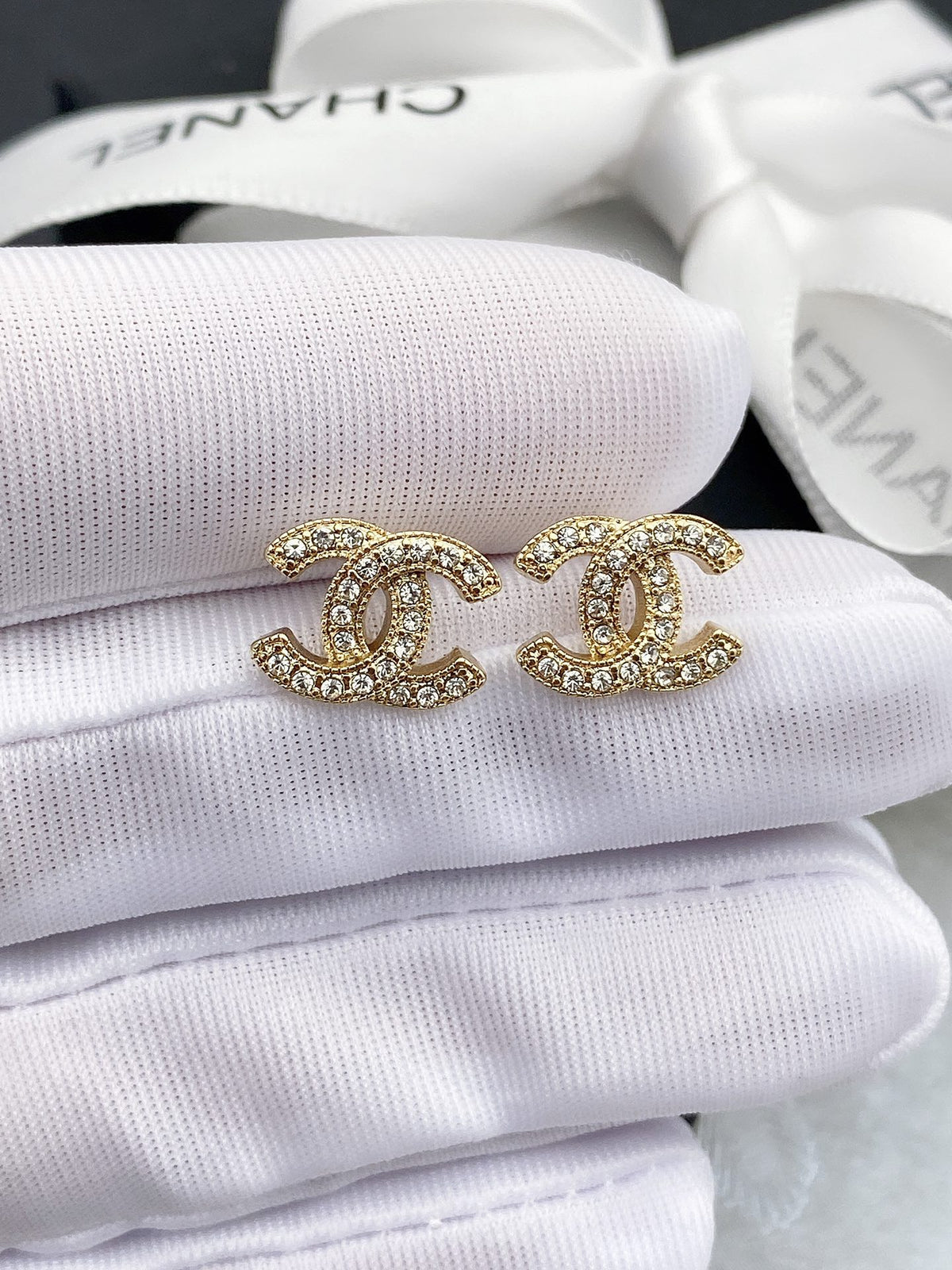 Signature Emblem Stud Earrings in Gold-Tone – Design 057 main product view