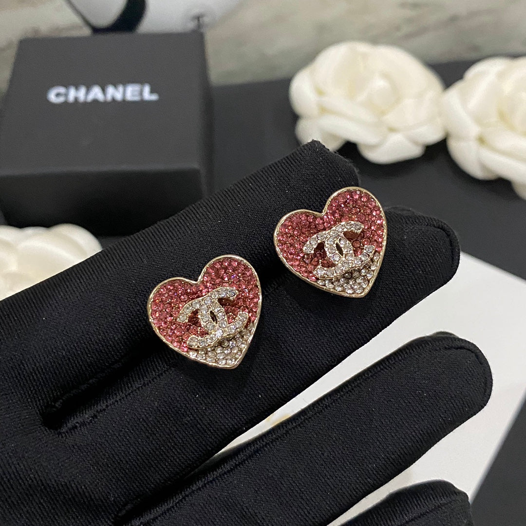 Heart Crystal-Accent Statement Earrings – Heart Detail side detail