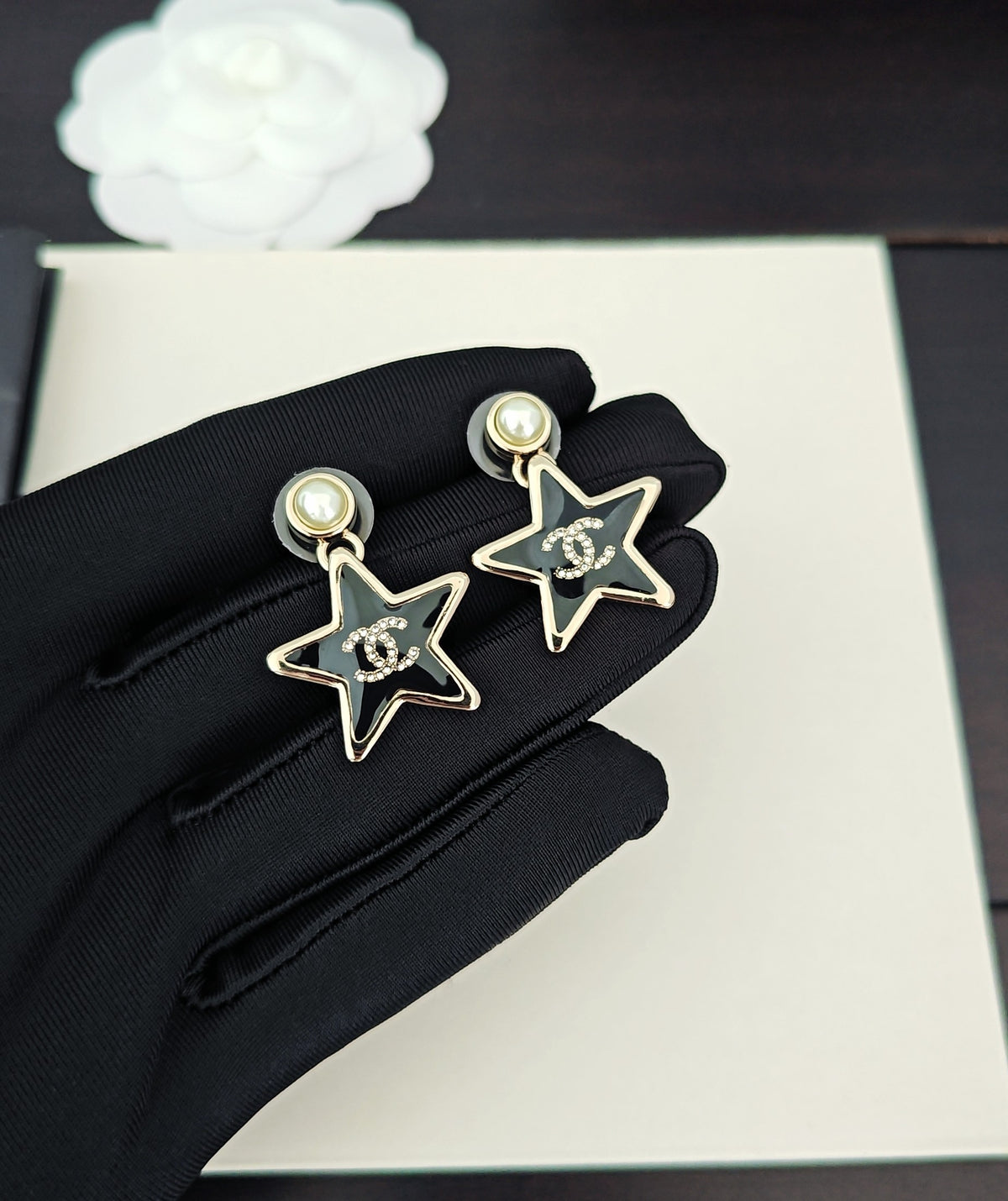 Signature Emblem Statement Earrings in Gold-Tone – Design 011 detail view