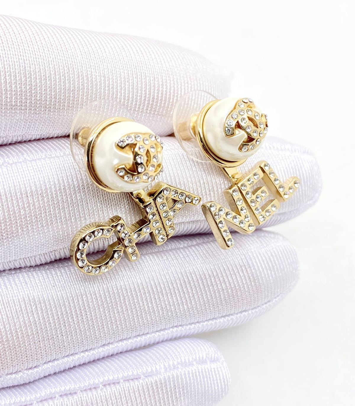 Letter Statement Earrings in Gold-Tone – Design 002 detail view