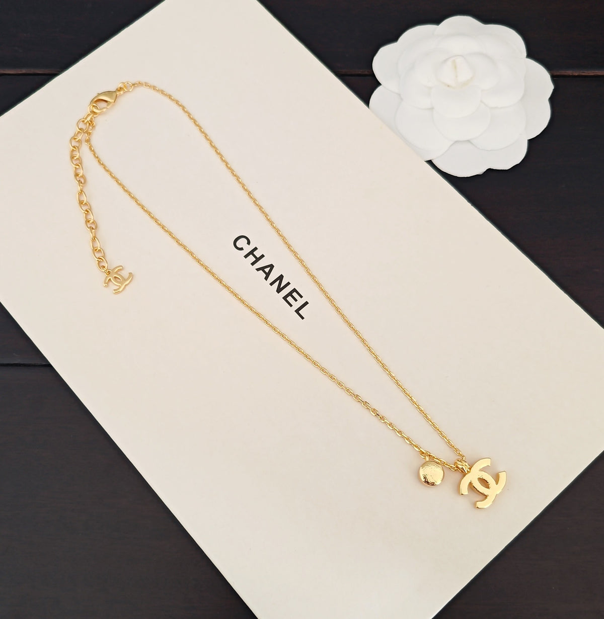 Signature Emblem Crystal-Accent Pendant Necklace – White Detail – Design 003 detail view