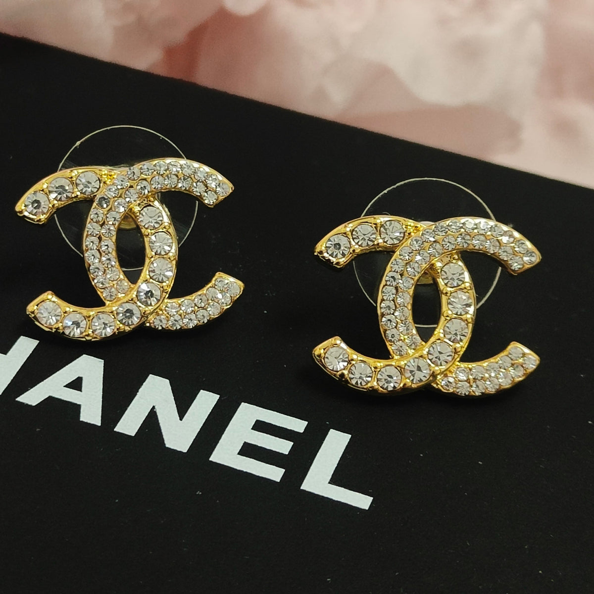 Letter Crystal-Accent Stud Earrings – Design 002 side detail