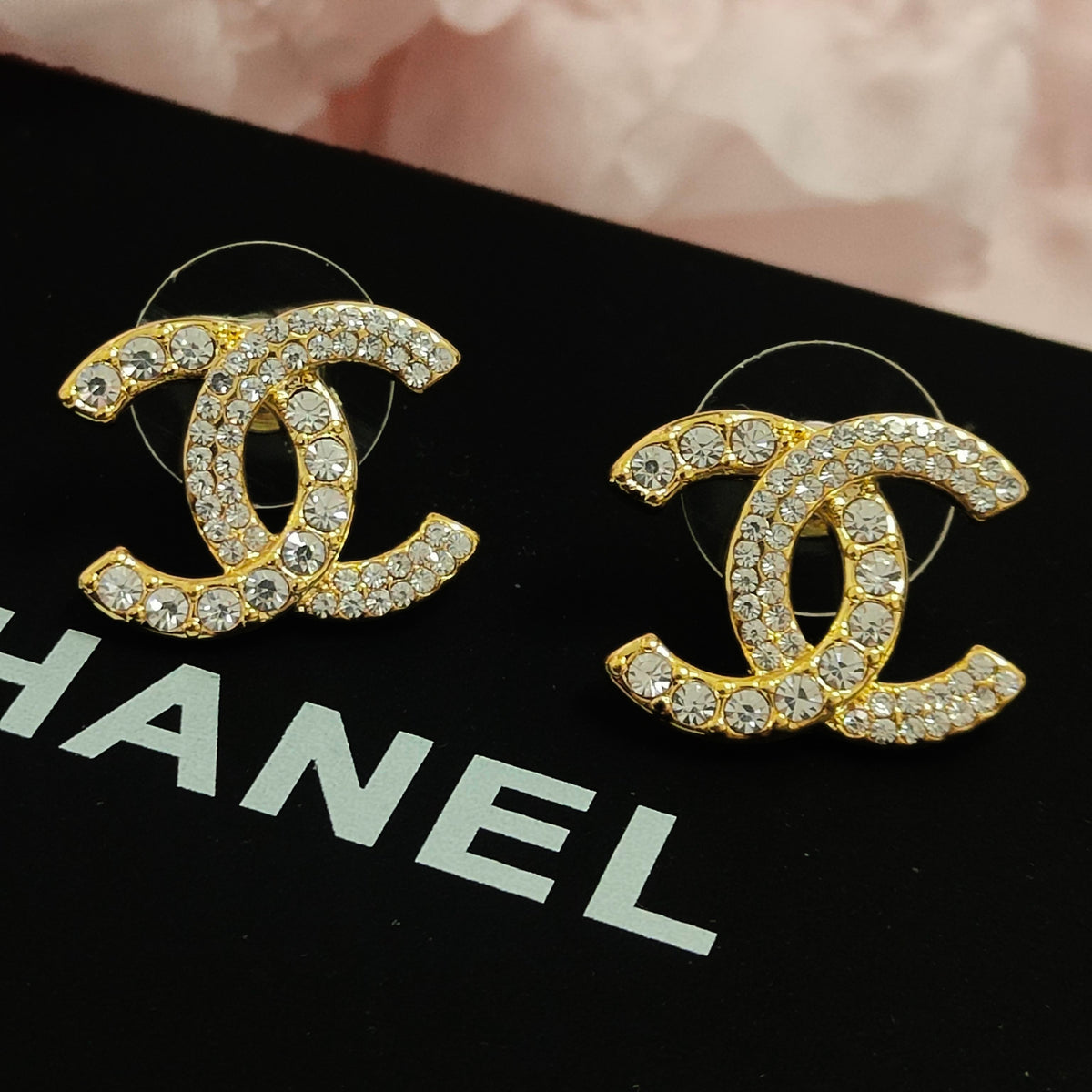 Letter Crystal-Accent Stud Earrings – Design 002 styled product view