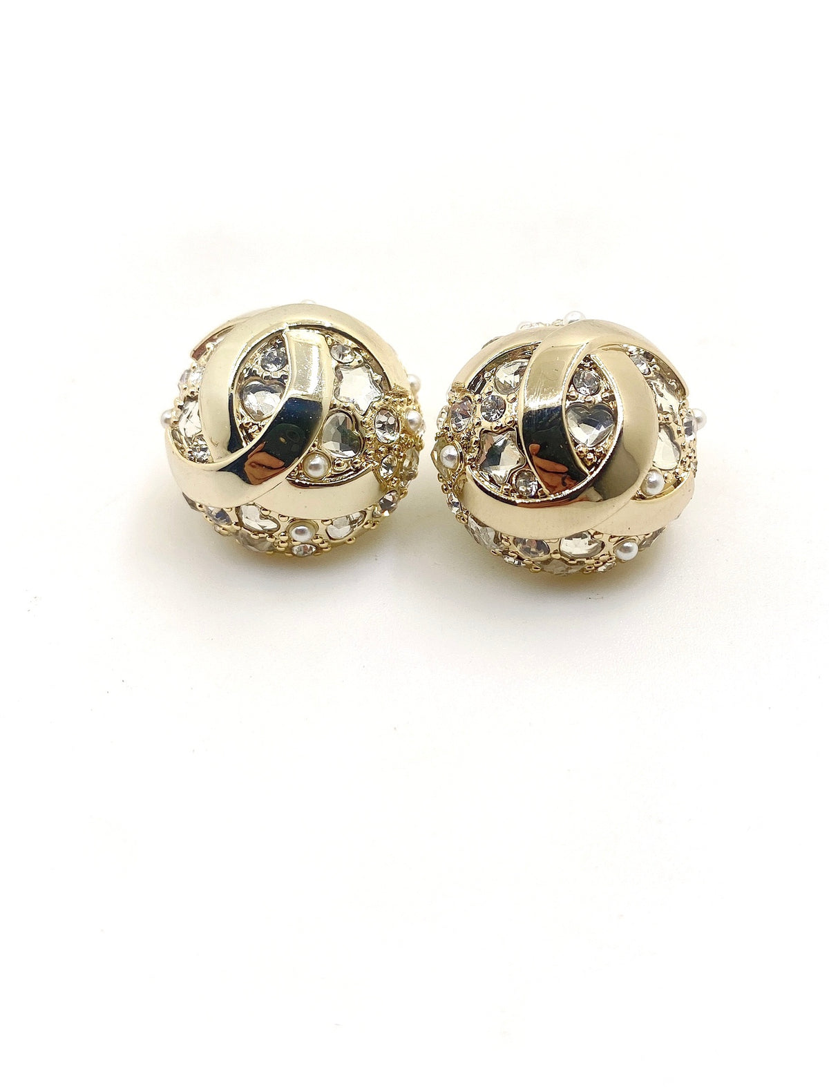 Signature Emblem Crystal-Accent Stud Earrings – Design 012 main product view