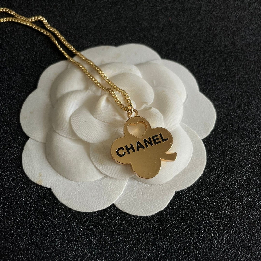 Camellia Pendant Necklace in Polished Metal-Tone – Camellia Detail – Design 023 front product view