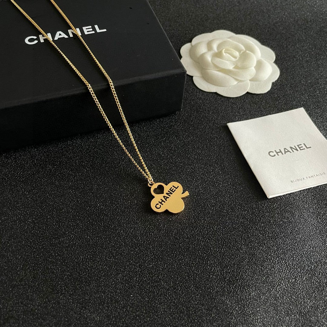 Camellia Pendant Necklace in Polished Metal-Tone – Camellia Detail – Design 023 styled product view