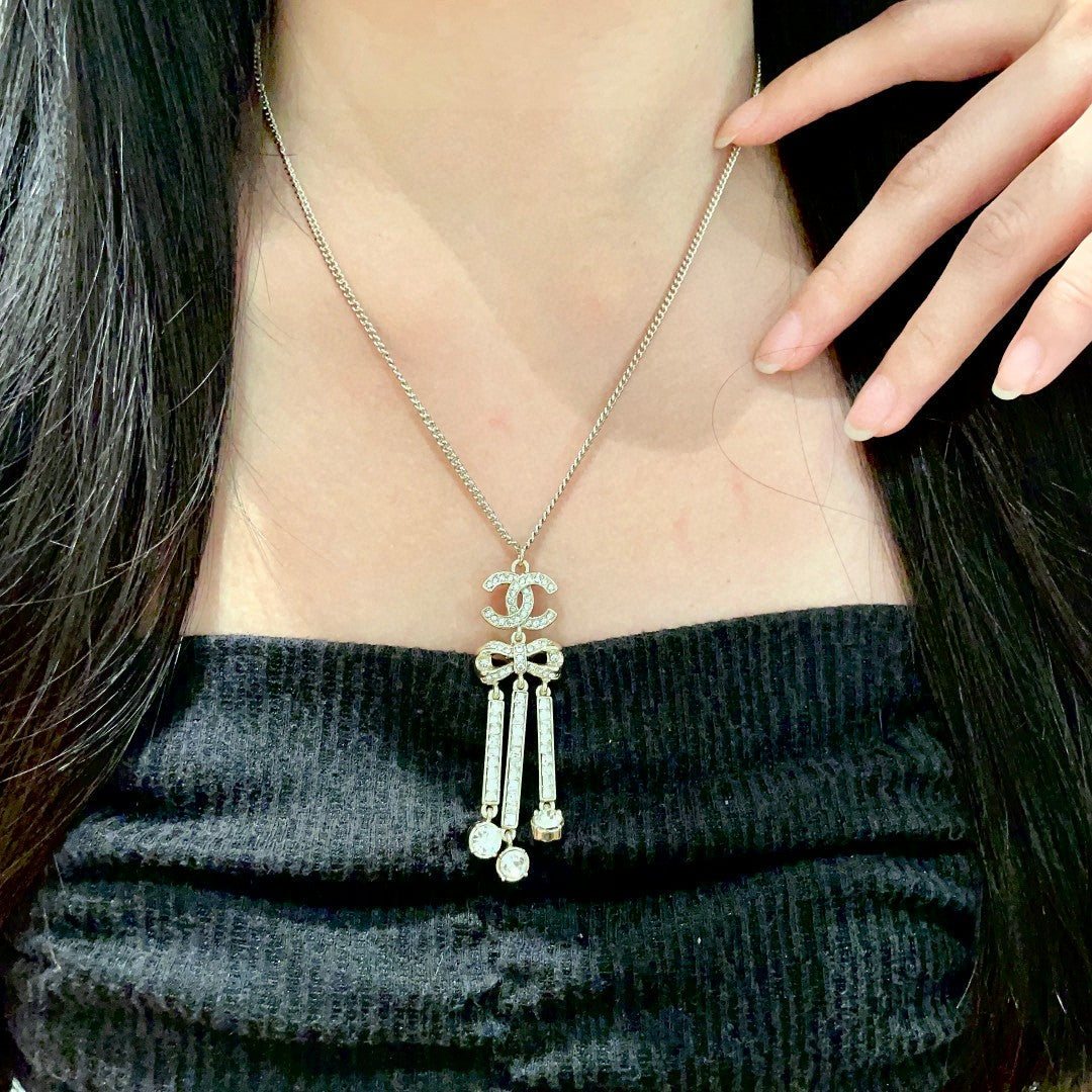 Double-C Emblem Crystal-Accent Pendant Necklace – Design 008 main product view