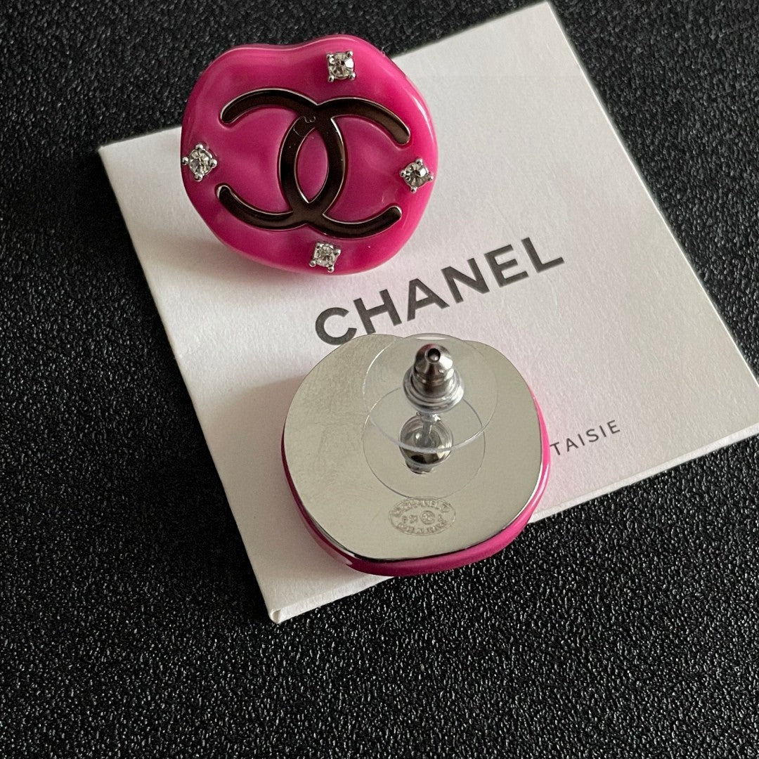 Double-C Emblem Crystal-Accent Stud Earrings – Design 041 main product view