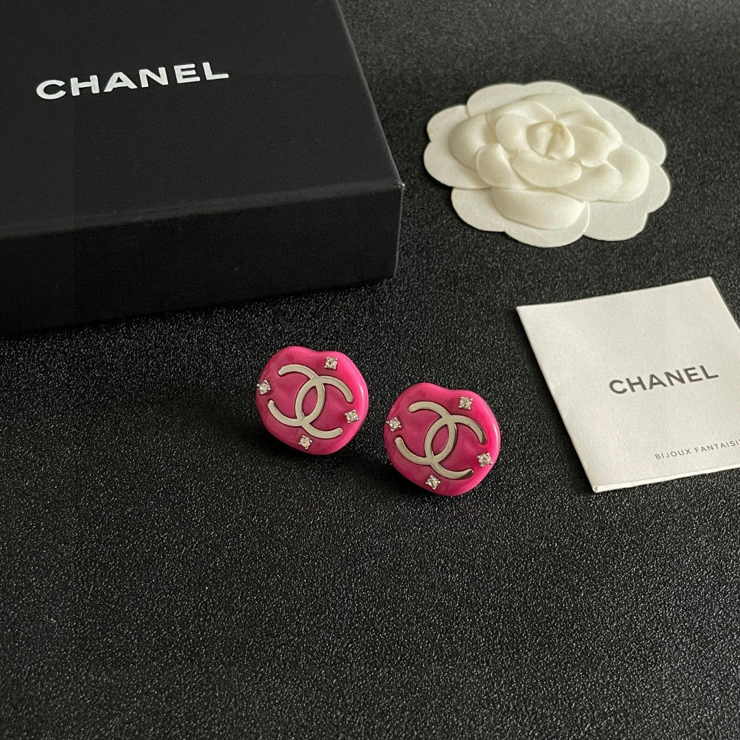 Double-C Emblem Crystal-Accent Stud Earrings – Design 041 styled product view