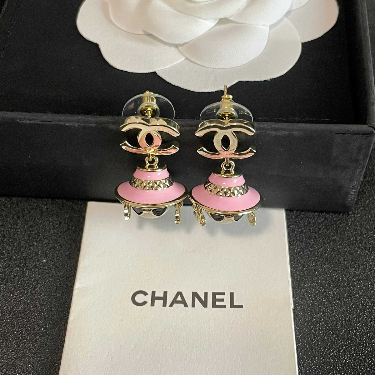 Signature Emblem Statement Earrings in Polished Metal-Tone – Design 027 styled product view