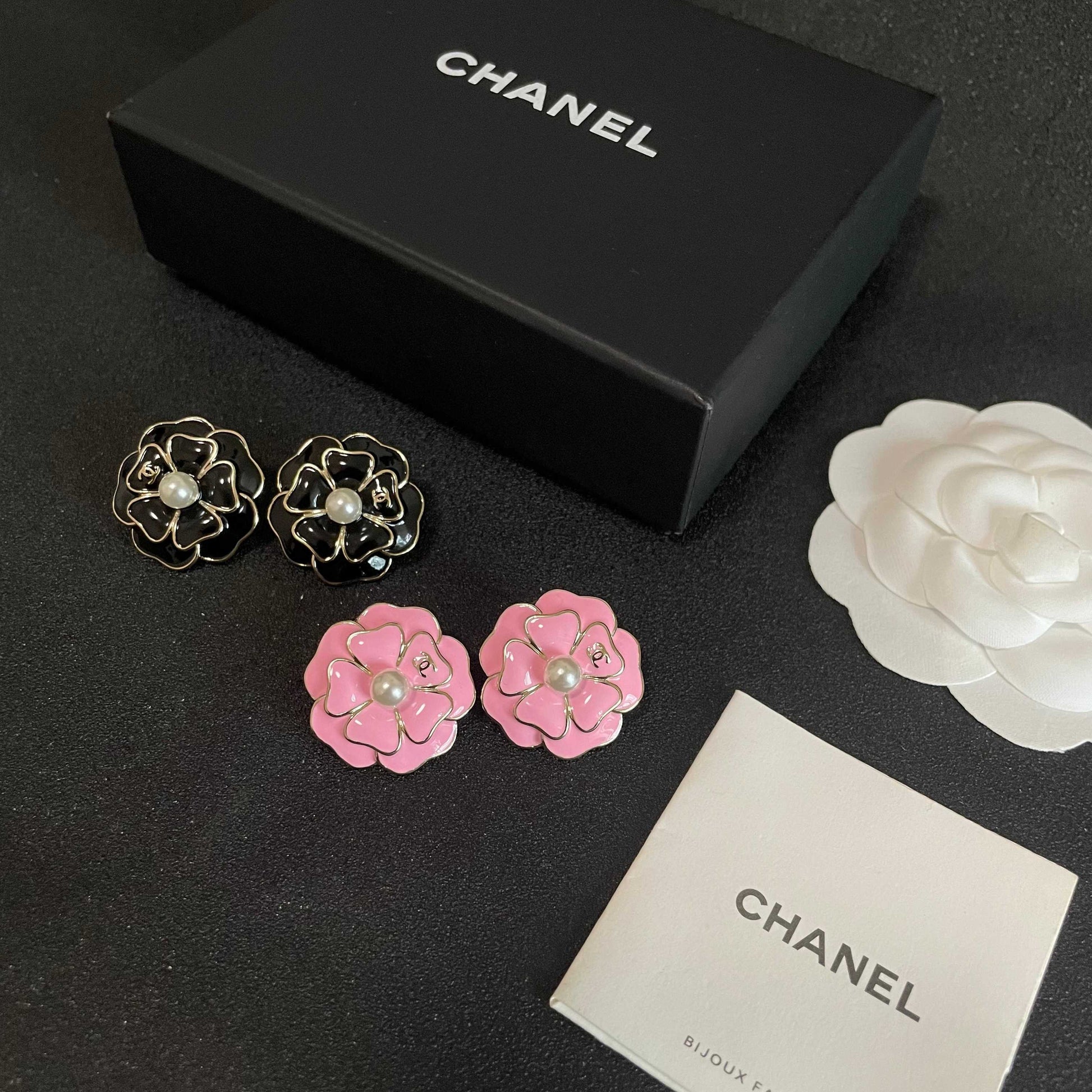 Camellia Stud Earrings in Polished Metal-Tone – Camellia Detail – Design 009 side detail