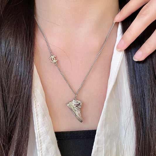 Signature Emblem Pendant Necklace in Polished Metal-Tone – Design 102 main product view