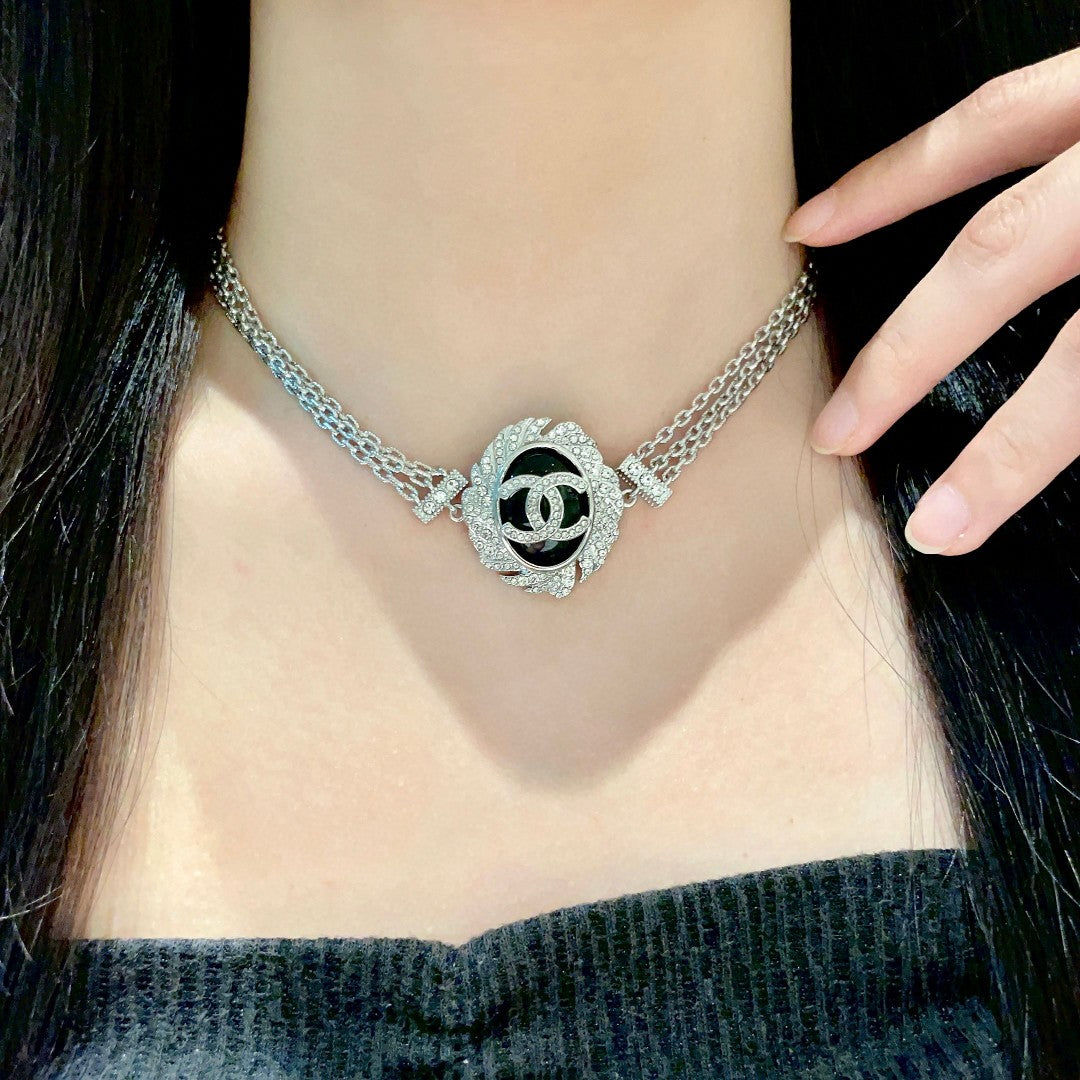 Double-C Emblem Crystal-Accent Pendant Necklace – Design 022 main product view