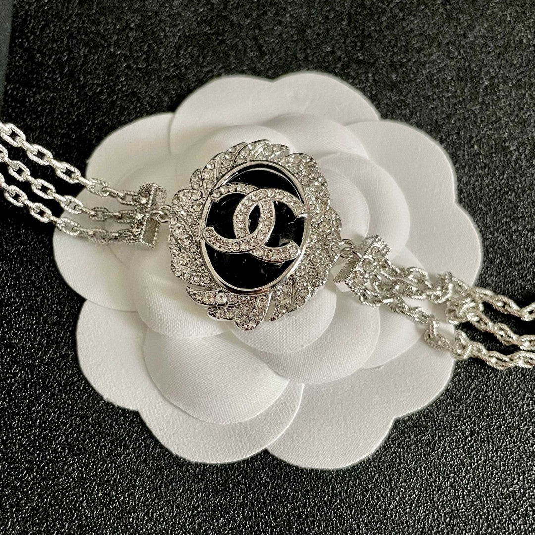 Double-C Emblem Crystal-Accent Pendant Necklace – Design 022 main product view