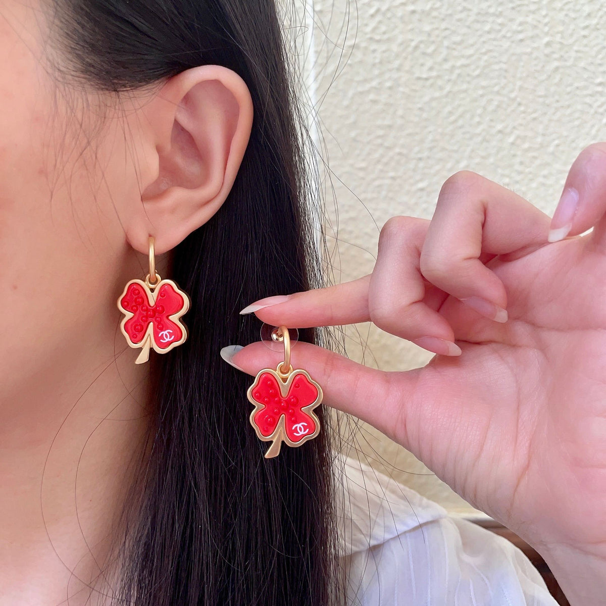 Camellia Statement Earrings in Polished Metal-Tone – Camellia Detail – Design 002 main product view