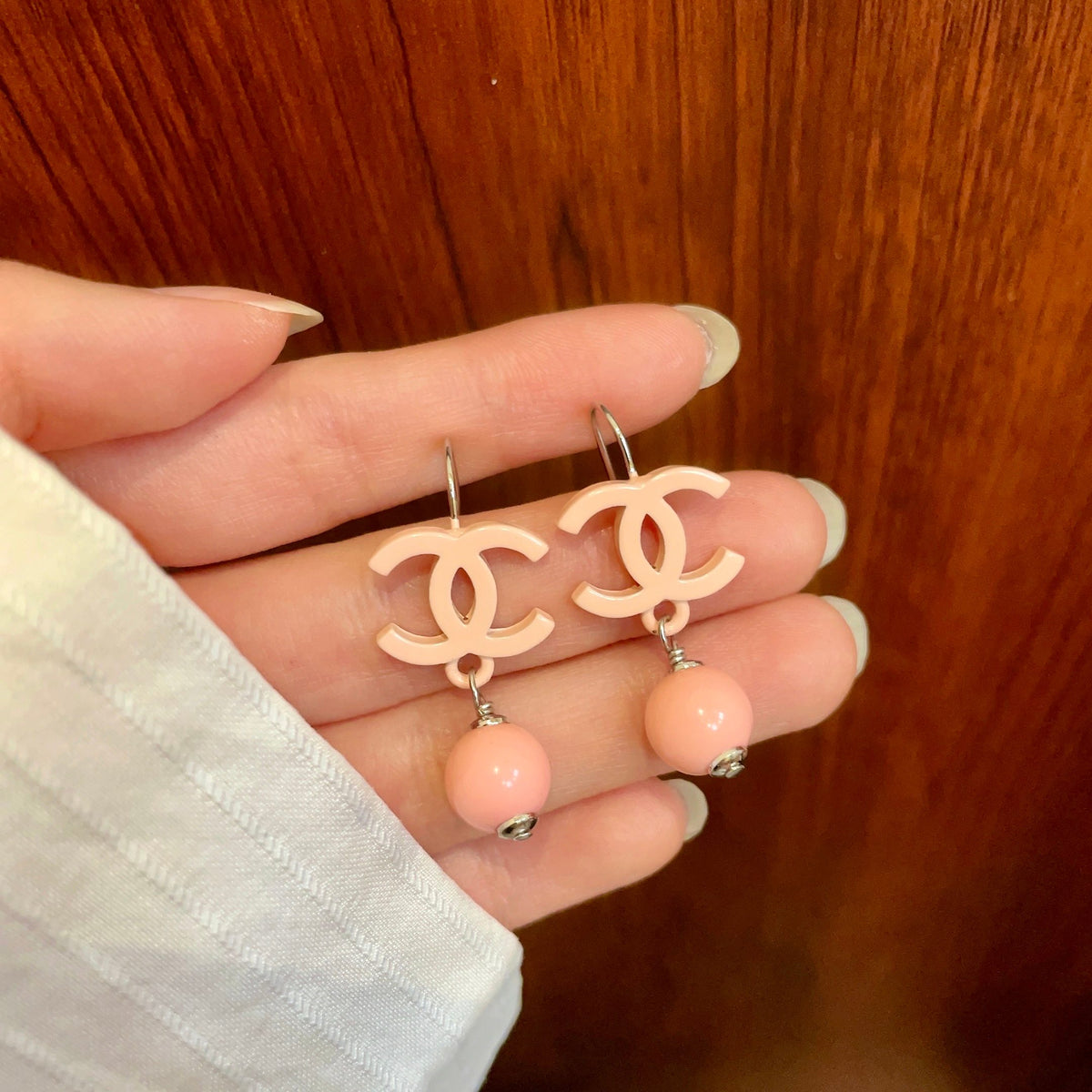 Double-C Emblem Statement Earrings in Polished Metal-Tone – Design 029 side detail