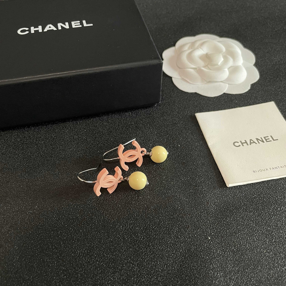 Double-C Emblem Statement Earrings in Polished Metal-Tone – Design 028 styled product view