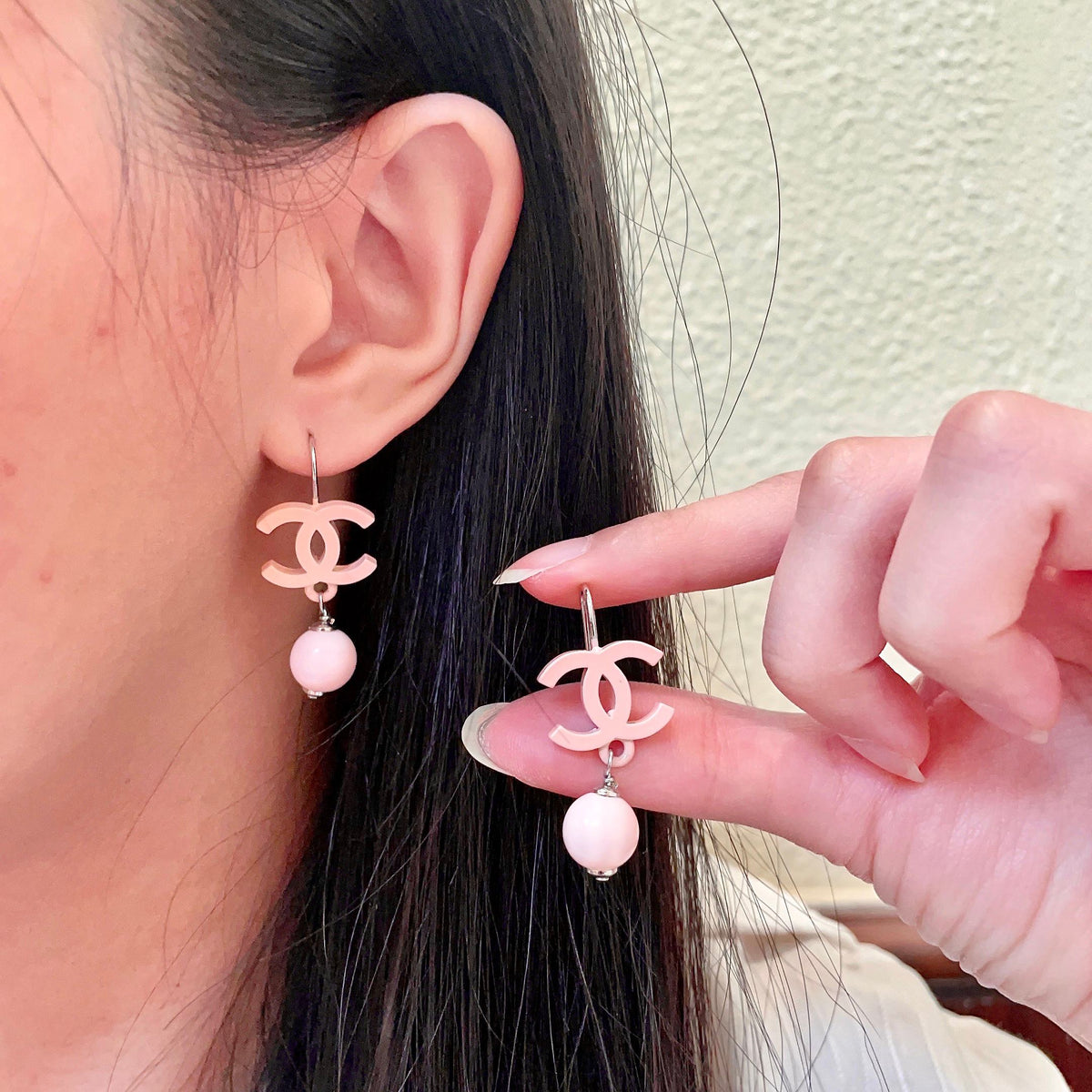 Double-C Emblem Statement Earrings in Polished Metal-Tone – Design 027 main product view