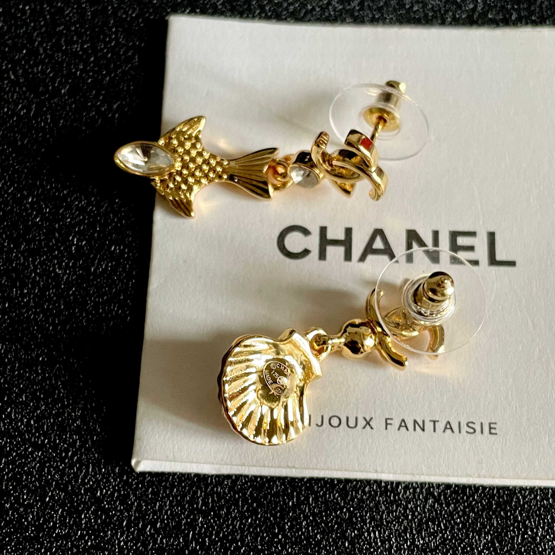 Double-C Emblem Statement Earrings in Polished Metal-Tone – Design 001 main product view