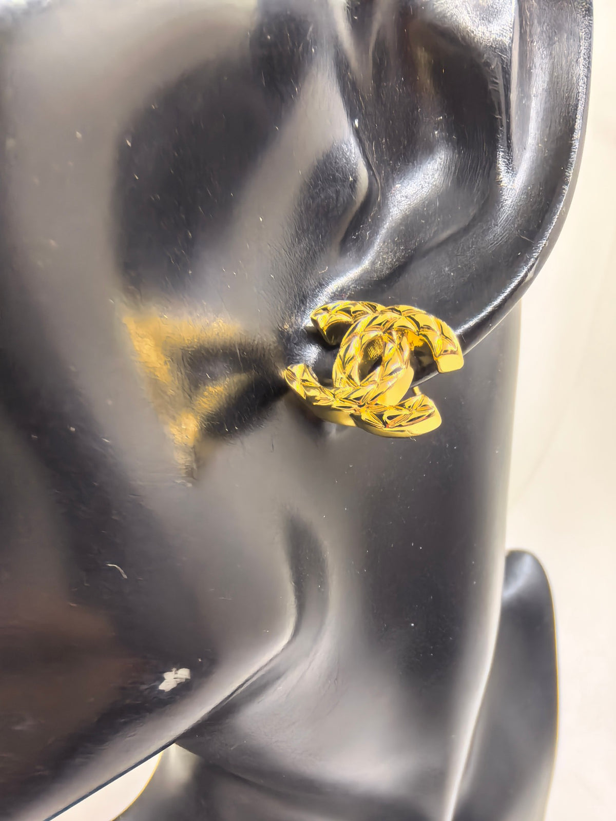 Signature Emblem Stud Earrings in Gold-Tone – Design 075 front product view