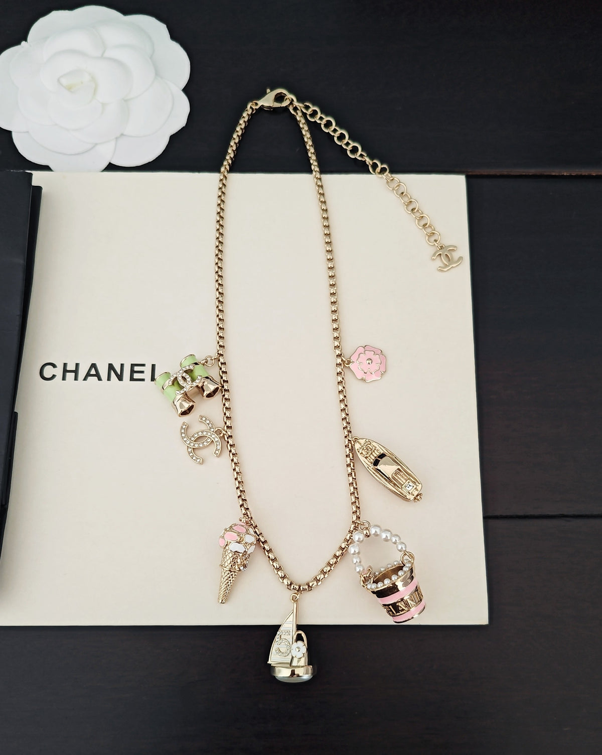 Signature Emblem Pendant Necklace in Gold-Tone – Design 059 front product view