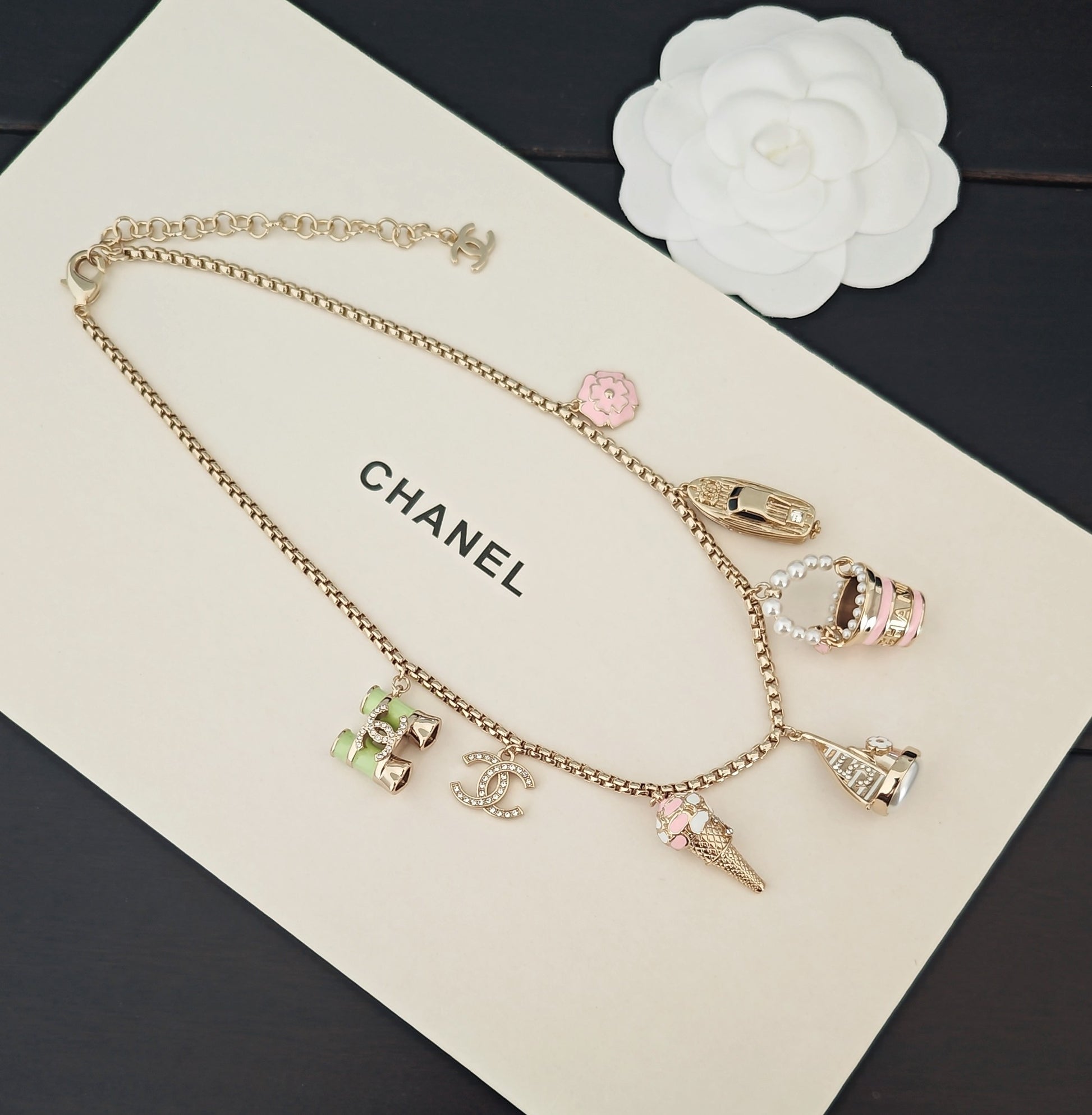 Signature Emblem Pendant Necklace in Gold-Tone – Design 059 detail view
